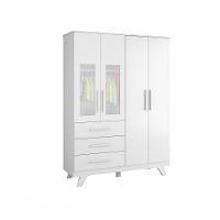 Armário Retrô 4 Portas - Moveis Peroba Branco Brilho - 1