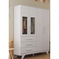 Armário Retrô 4 Portas - Moveis Peroba Branco Brilho - 4