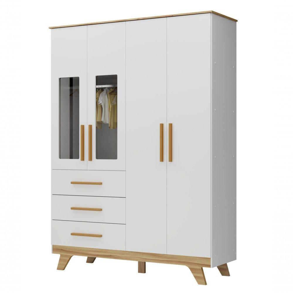 Armário Retrô 4 Portas - Moveis Peroba Amendoa-branco - 1