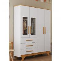 Armário Retrô 4 Portas - Moveis Peroba Amendoa-branco - 4