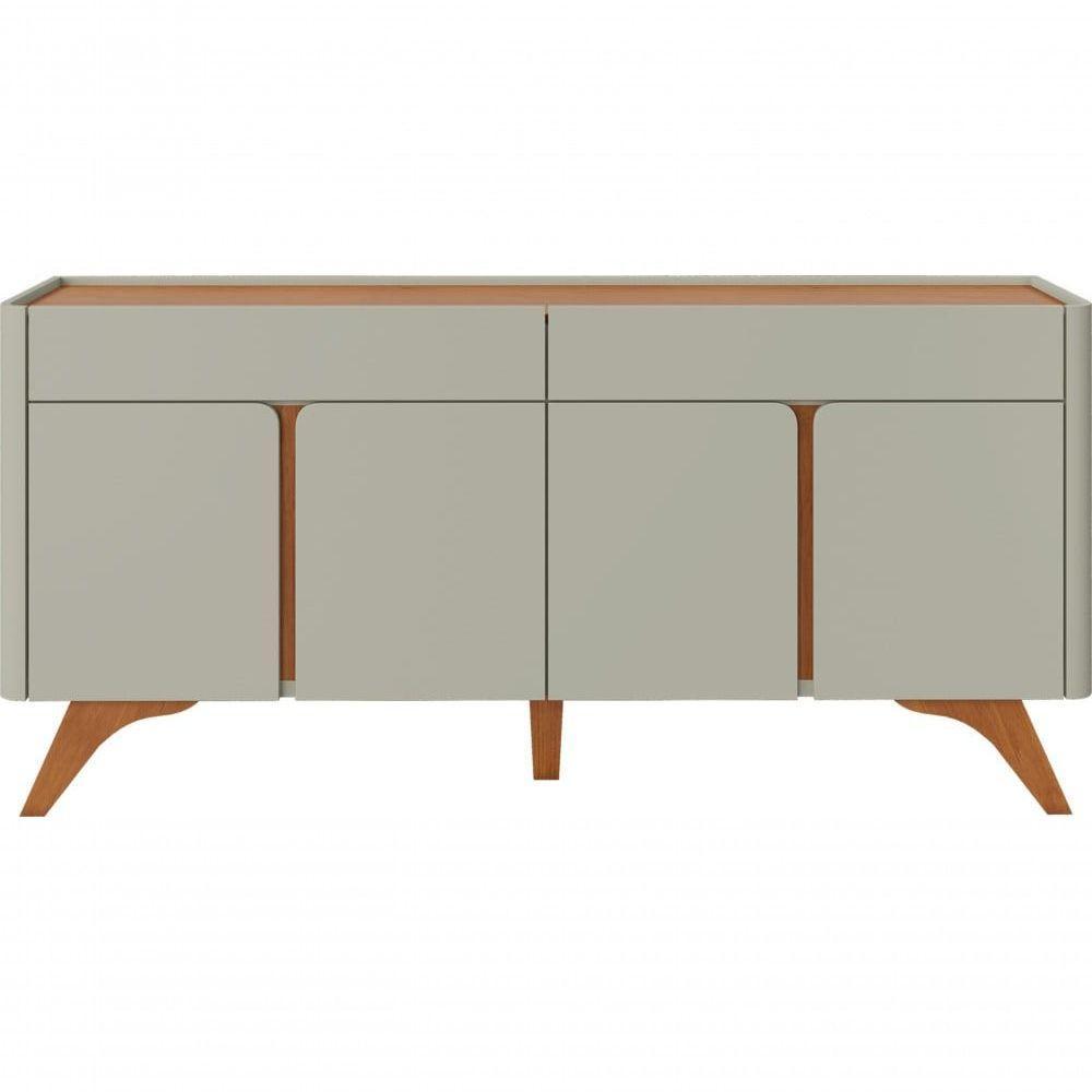 Buffet Aros 4 Portas Pés Madeira Maciça - Mavaular Off White-naturale - 1