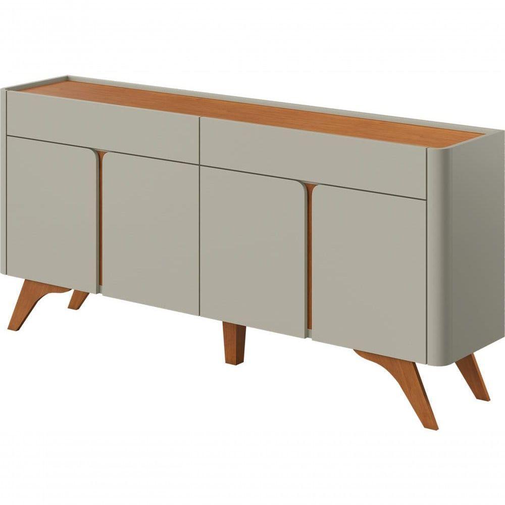 Buffet Aros 4 Portas Pés Madeira Maciça - Mavaular Off White-naturale - 3