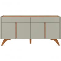 Buffet Aros 4 Portas Pés Madeira Maciça - Mavaular Off White-naturale - 1
