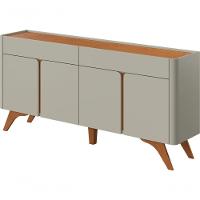 Buffet Aros 4 Portas Pés Madeira Maciça - Mavaular Off White-naturale - 3