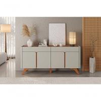 Buffet Aros 4 Portas Pés Madeira Maciça - Mavaular Off White-naturale - 6