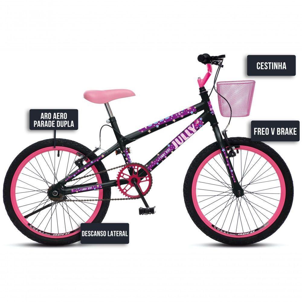Bicicleta Jully Aro 20 Aero 36 Raias, Freios V-brake Dianteiro E Traseiro, Suporte De Guidão Down Hill E Cestinha - 5