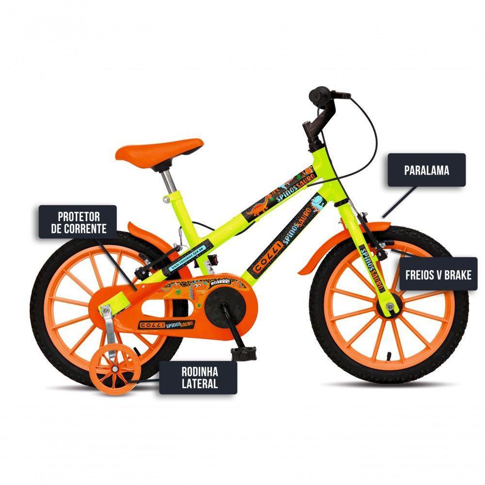 Bicicleta Dinos Spinossauro Aventuras, Aro 16, Quadro 12, Com Freios V-brake, Com Rodas De Apoio E Capa Corrente - 5