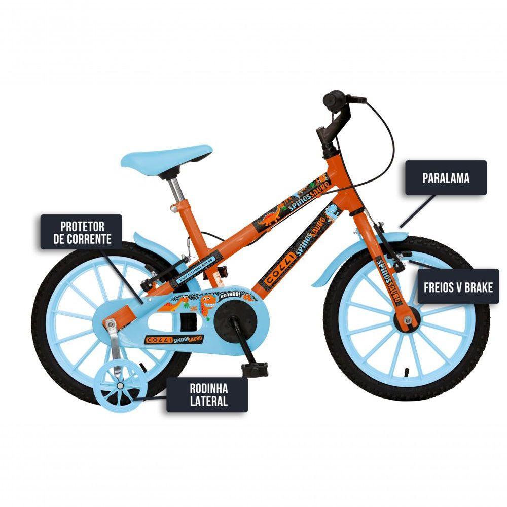 Bicicleta Dinos Spinossauro Aventuras, Aro 16, Quadro 12, Com Freios V-brake, Com Rodas De Apoio E Capa Corrente - 5