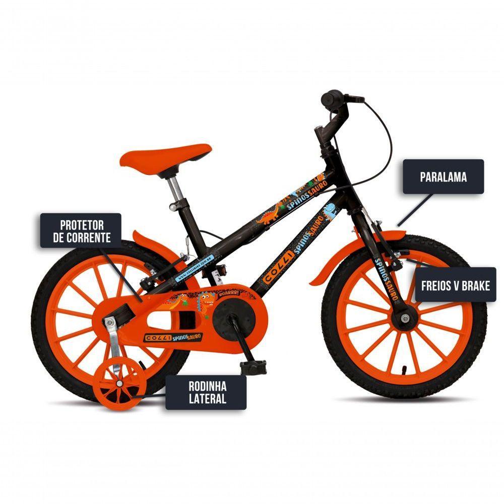 Bicicleta Dinos Spinossauro Aventuras, Aro 16, Quadro 12, Com Freios V-brake, Com Rodas De Apoio E Capa Corrente - 5