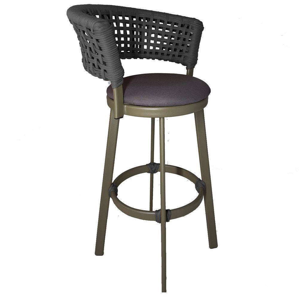 Banqueta Somália Em Alumínio E Corda Náutica Jardim, Varanda Prata - 1