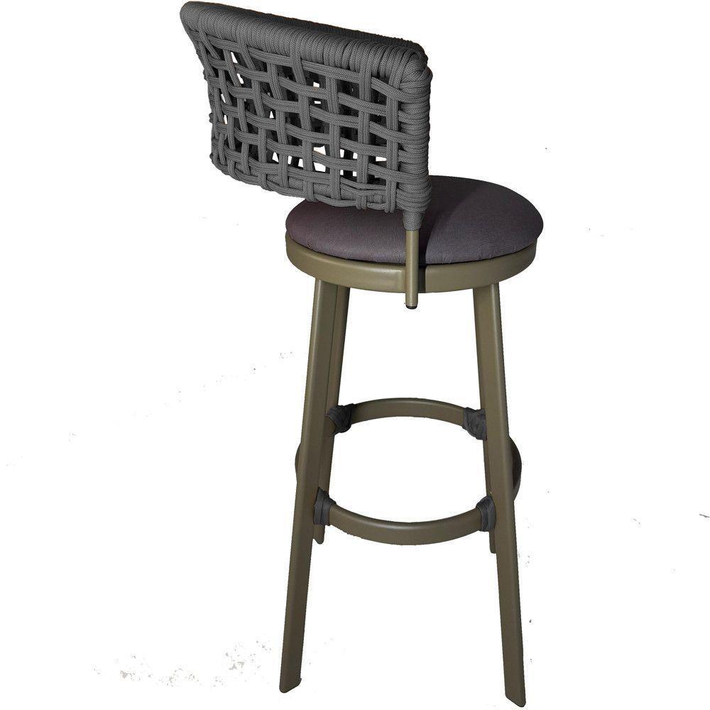 Banqueta Somália Em Alumínio E Corda Náutica Jardim, Varanda Prata - 4