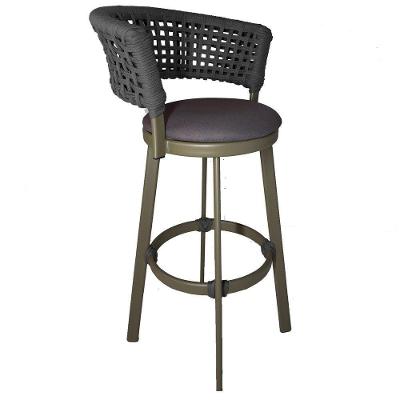 Banqueta Somália Em Alumínio E Corda Náutica Jardim, Varanda Prata