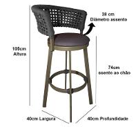 Banqueta Somália Em Alumínio E Corda Náutica Jardim, Varanda Prata - 5