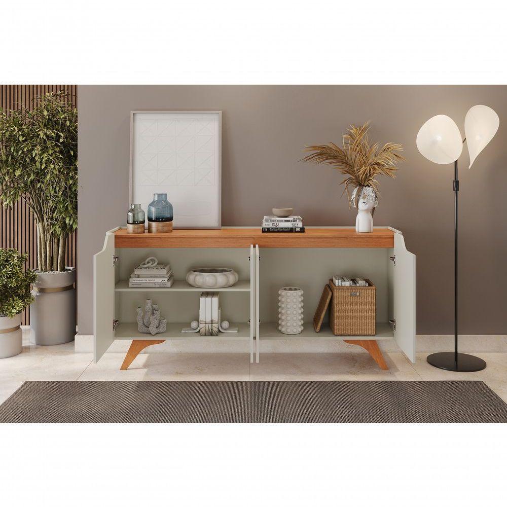 Buffet Grécia 4 Portas Com Pés Em Madeira Maciça Mavaular Off White-naturale - 5