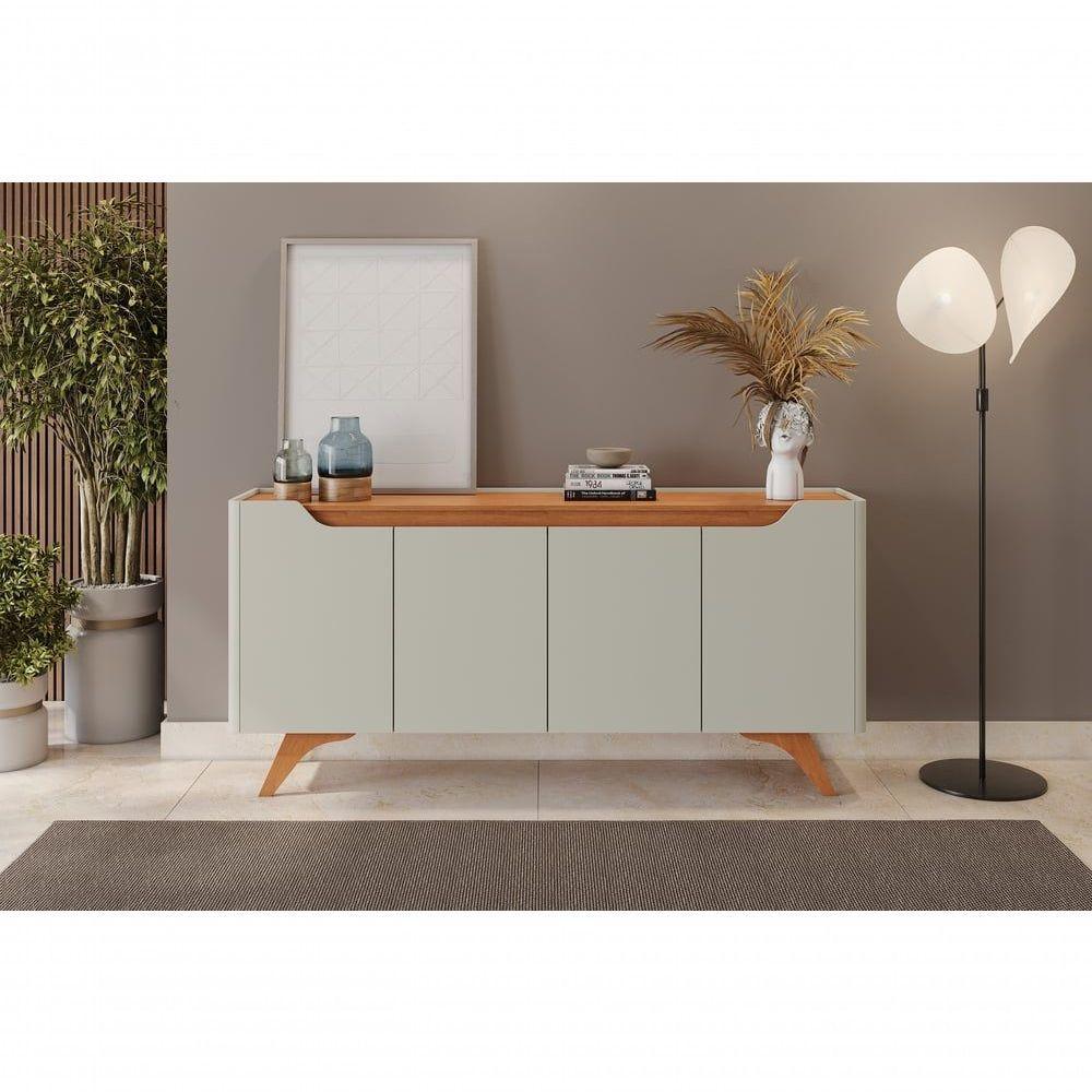 Buffet Grécia 4 Portas Com Pés Em Madeira Maciça Mavaular Off White-naturale - 6