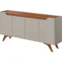 Buffet Grécia 4 Portas Com Pés Em Madeira Maciça Mavaular Off White-naturale - 3