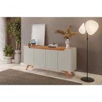 Buffet Grécia 4 Portas Com Pés Em Madeira Maciça Mavaular Off White-naturale
