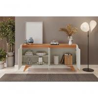 Buffet Grécia 4 Portas Com Pés Em Madeira Maciça Mavaular Off White-naturale - 5