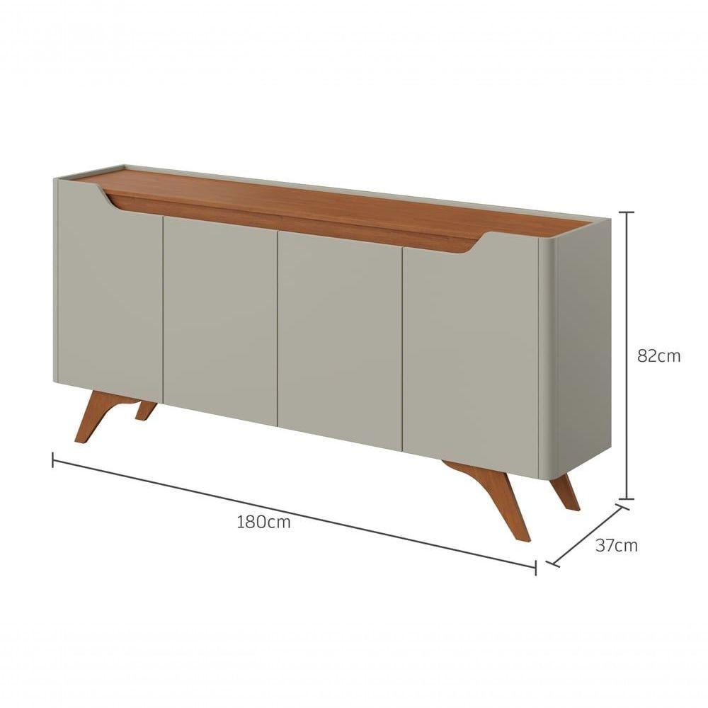 Buffet Grécia 4 Portas Com Pés Em Madeira Maciça Mavaular Off White-naturale - 2