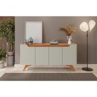 Buffet Grécia 4 Portas Com Pés Em Madeira Maciça Mavaular Off White-naturale - 6