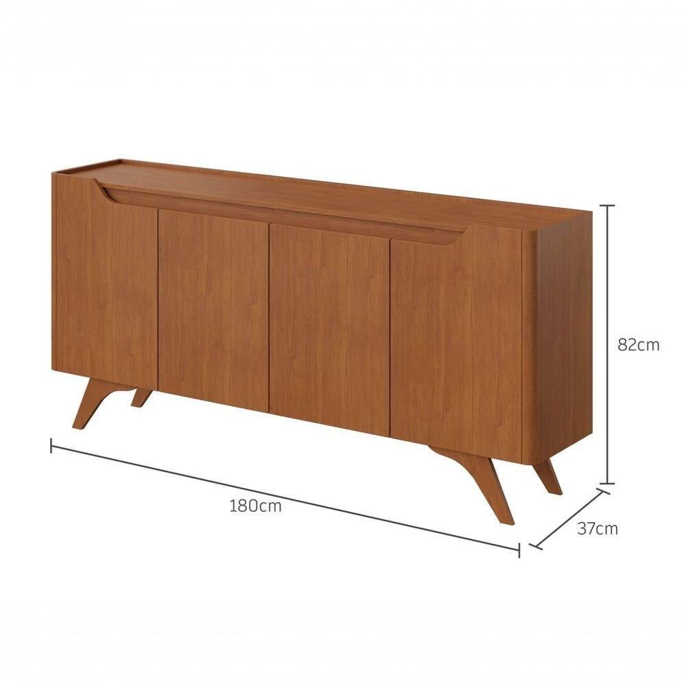 Buffet Grécia 4 Portas Com Pés Em Madeira Maciça Mavaular Naturale - 2