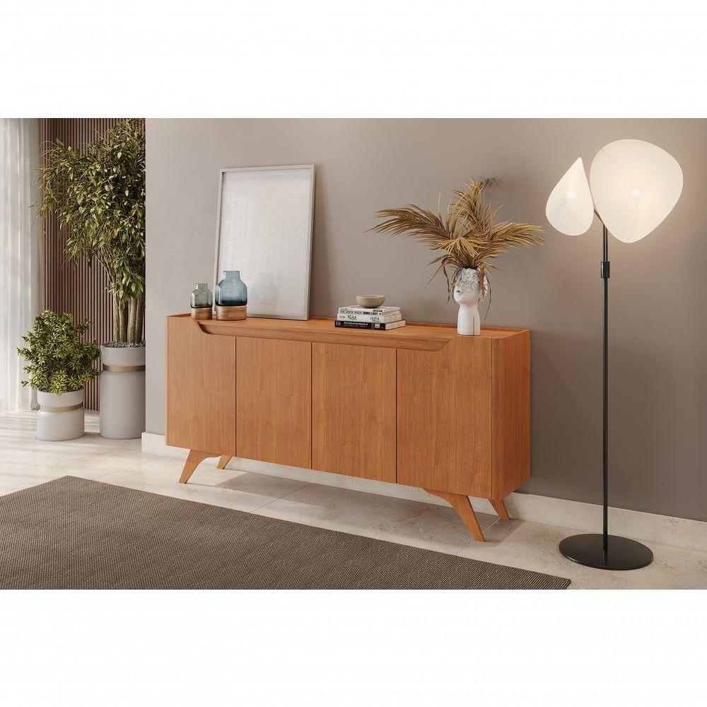 Buffet Grécia 4 Portas Com Pés Em Madeira Maciça Mavaular Naturale - 4