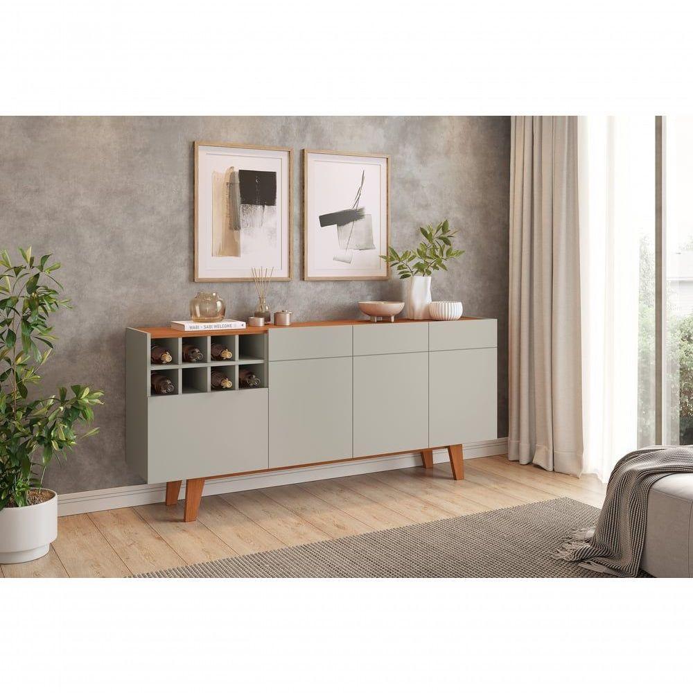 Buffet Duna 3 Portas 1 Gaveta E Adega Mavaular Off White-naturale - 4