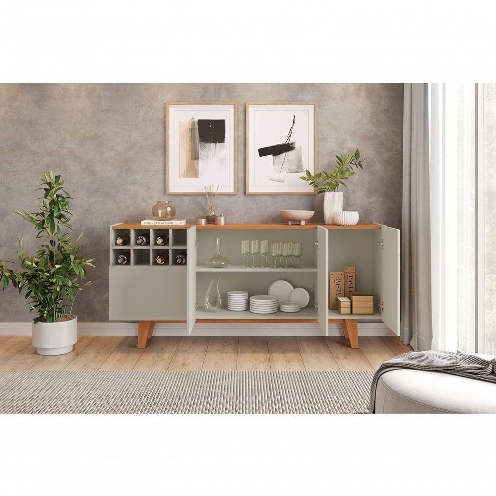 Buffet Duna 3 Portas 1 Gaveta E Adega Mavaular Off White-naturale - 6