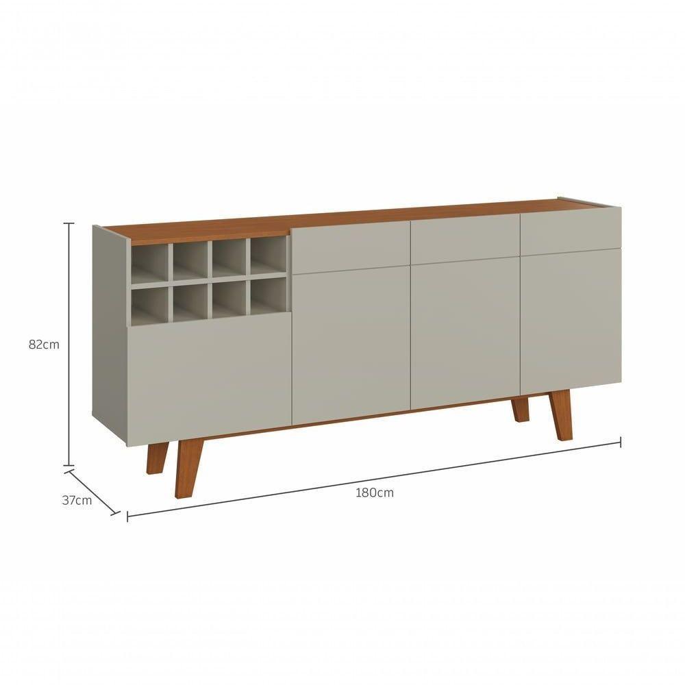 Buffet Duna 3 Portas 1 Gaveta E Adega Mavaular Off White-naturale - 2