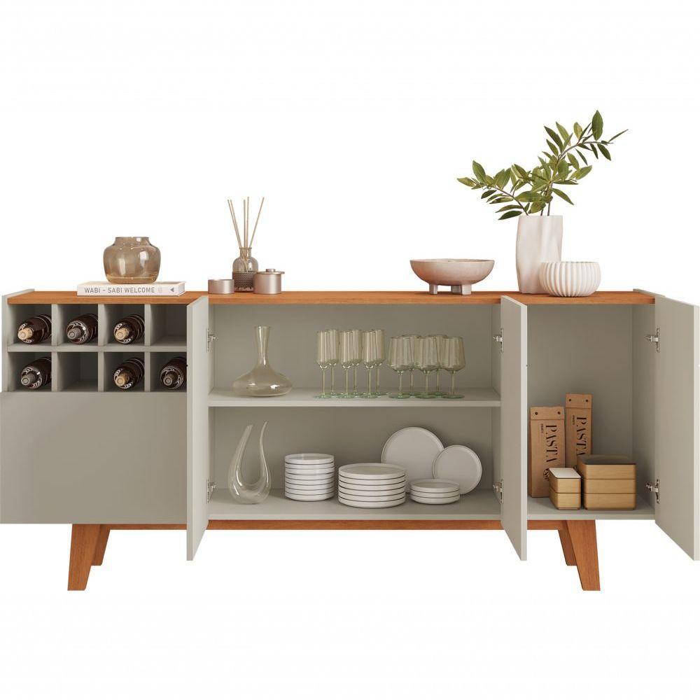 Buffet Duna 3 Portas 1 Gaveta E Adega Mavaular Off White-naturale - 4