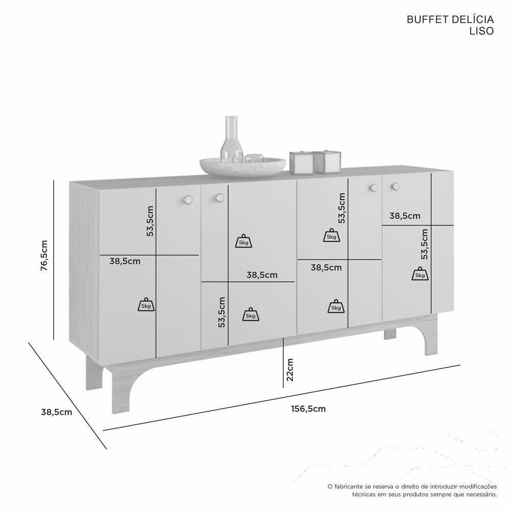 Buffet Delícia 4 Portas Lisas Jcm Movelaria Cinamomo-off White - 4