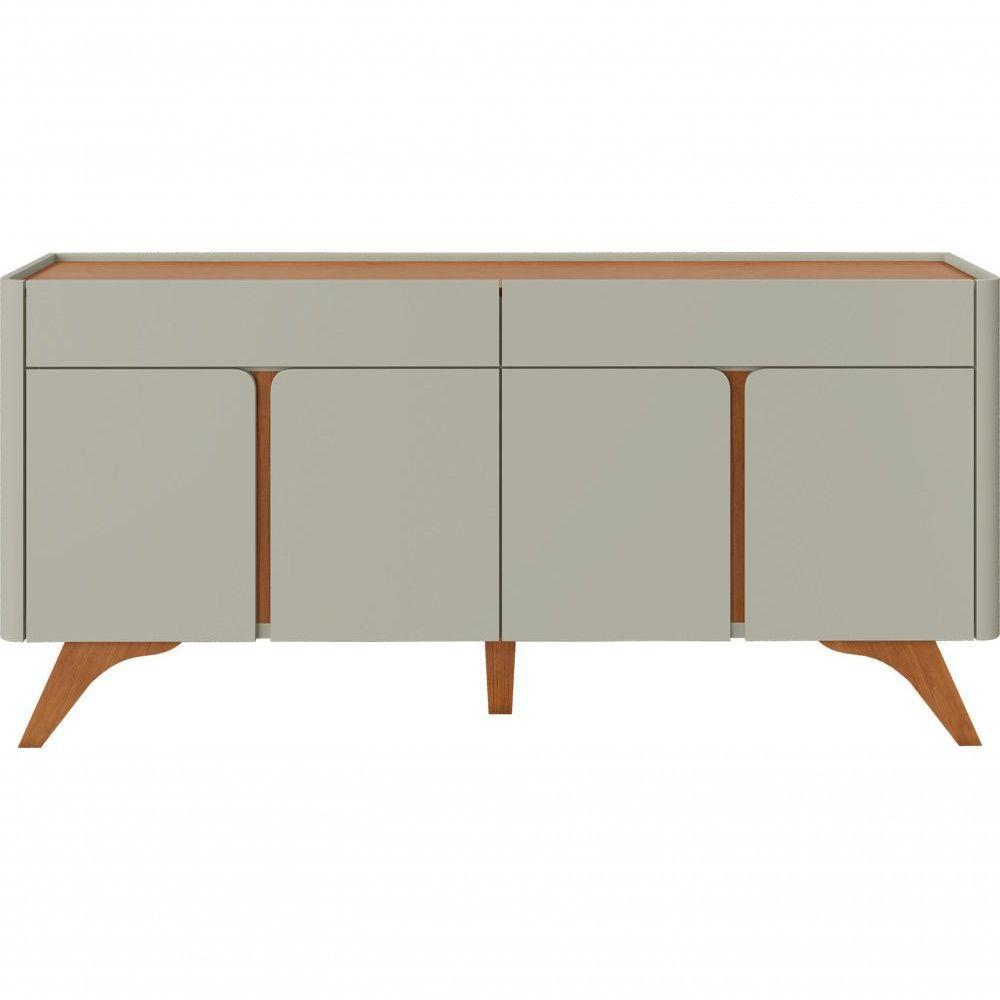 Buffet Aros 4 Portas Pés Madeira Maciça - Mavaular Off White-naturale - 1