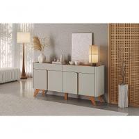 Buffet Aros 4 Portas Pés Madeira Maciça - Mavaular Off White-naturale - 5