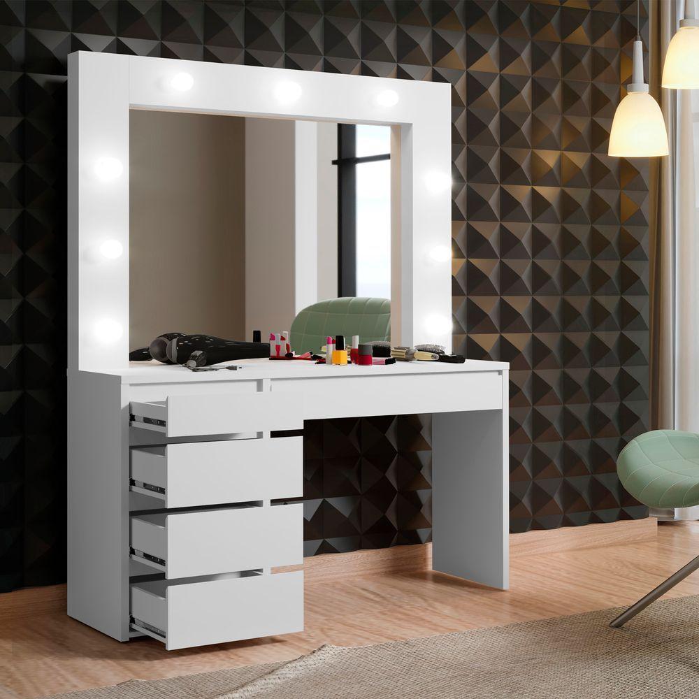 Camarim Anne 5 Gavetas 9 Lampadas Led Mavaular Branco - 5