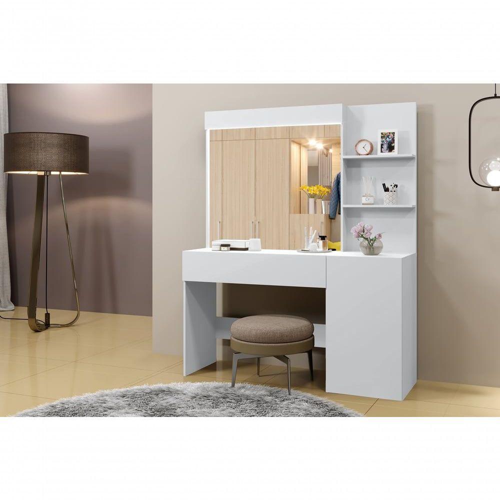 Camarim Londres 1 Porta 1 Gaveta Com Espelho Mavaular Branco - 8