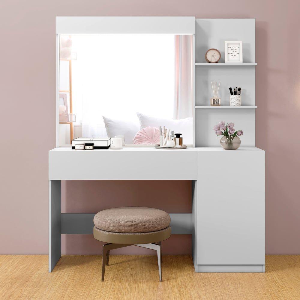 Camarim Londres 1 Porta 1 Gaveta Com Espelho Mavaular Branco - 10