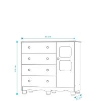 Comoda Infantil 1 Porta 4 Gavetas Uli - Moveis Peroba Branco Brilho - 3