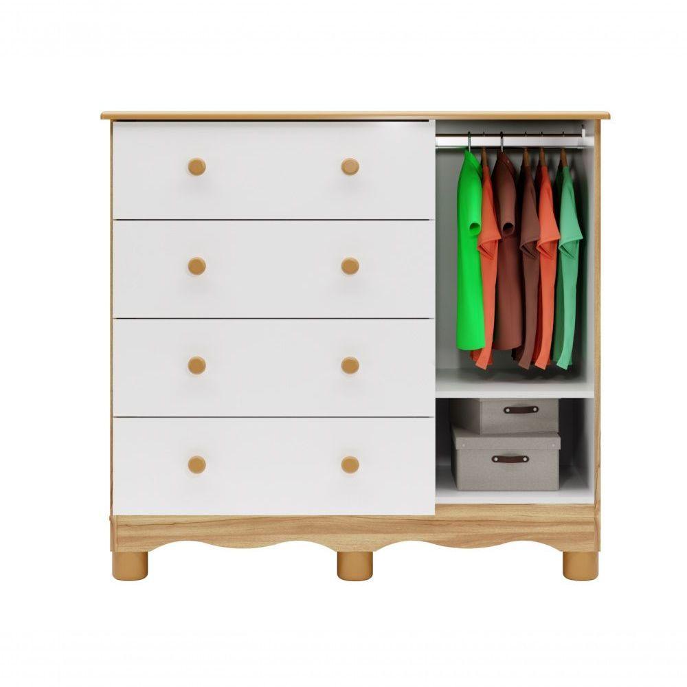 Comoda Junior New 1 Porta 4 Gavetas - Moveis Peroba Amendoa-branco - 2