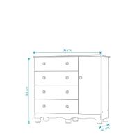Comoda Junior New 1 Porta 4 Gavetas - Moveis Peroba Amendoa-branco - 3