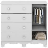 Comoda Infantil 1 Porta 4 Gavetas Bolinha - Moveis Peroba Branco Brilho - 3