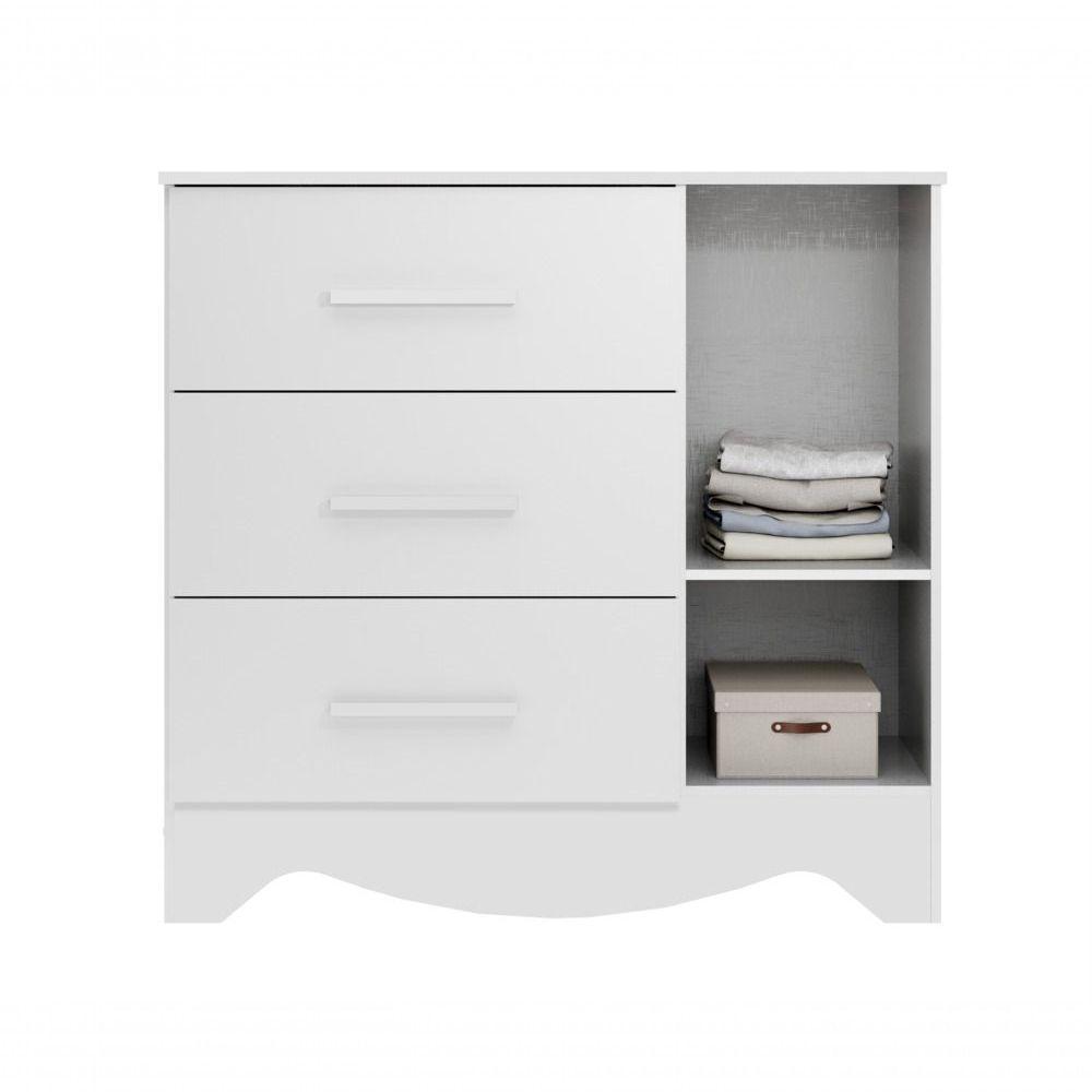 Comoda Popy Retro 1 Porta 3 Gavetas - Moveis Peroba Branco Brilho - 3