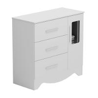 Comoda Popy Retro 1 Porta 3 Gavetas - Moveis Peroba Branco Brilho - 1