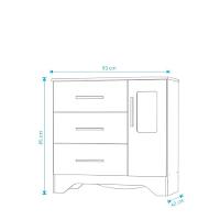 Comoda Popy Retro 1 Porta 3 Gavetas - Moveis Peroba Branco Brilho - 2