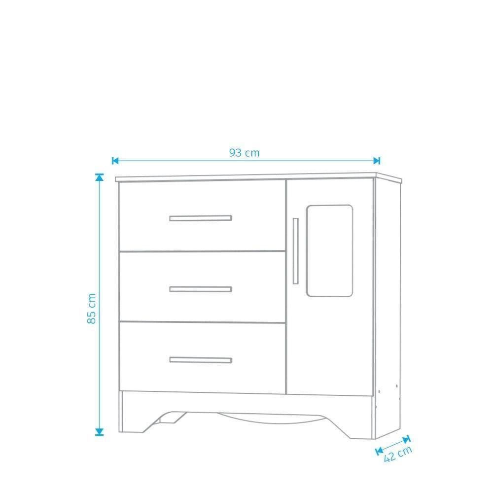 Comoda Popy Retro 1 Porta 3 Gavetas - Moveis Peroba Amendoa-branco - 2