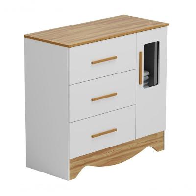 Comoda Popy Retro 1 Porta 3 Gavetas - Moveis Peroba Amendoa-branco