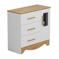 Comoda Popy Retro 1 Porta 3 Gavetas - Moveis Peroba Amendoa-branco - 1