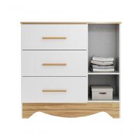 Comoda Popy Retro 1 Porta 3 Gavetas - Moveis Peroba Amendoa-branco - 3