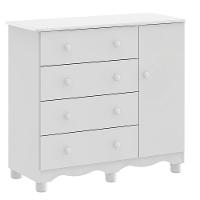Comoda Junior New 1 Porta 4 Gavetas - Moveis Peroba Branco Brilho - 1