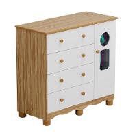 Comoda Infantil 1 Porta 4 Gavetas Tedy - Moveis Peroba Amendoa-branco - 1