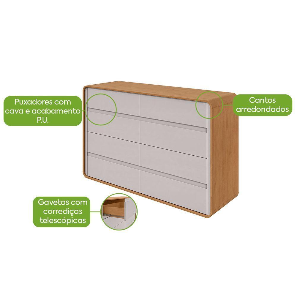 Comoda 8 Gavetas Loop - Lopas Amendoa Clean-off White - 5